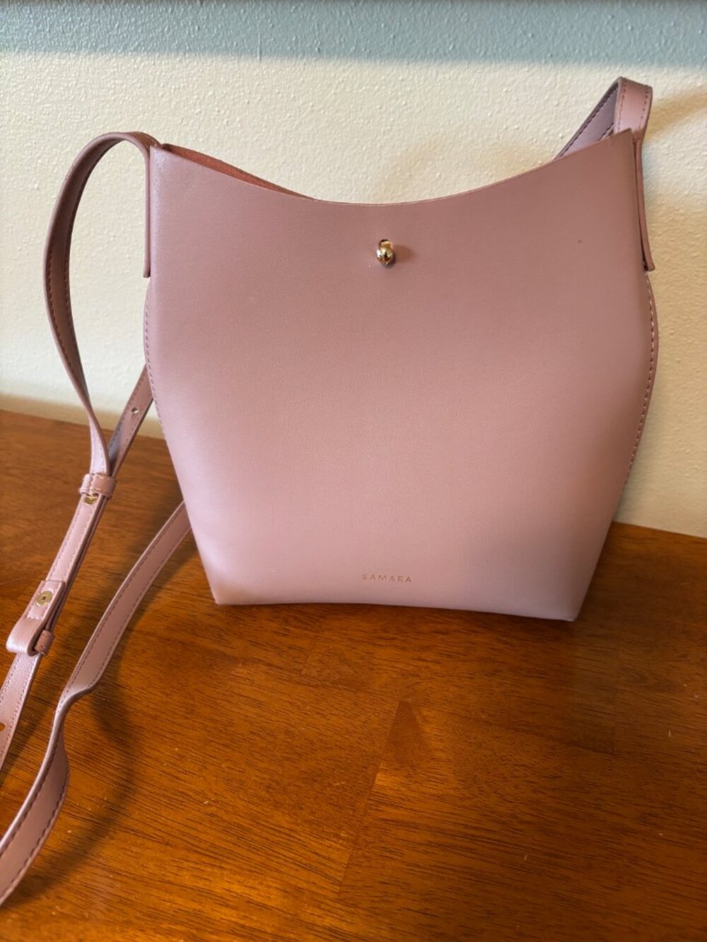 Samara Womens Pink Solid Shoulder Bag Snap Closure Logo Accent Gold Hardware New